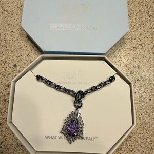 Bomb party lavender topaz CZ necklace on hematite